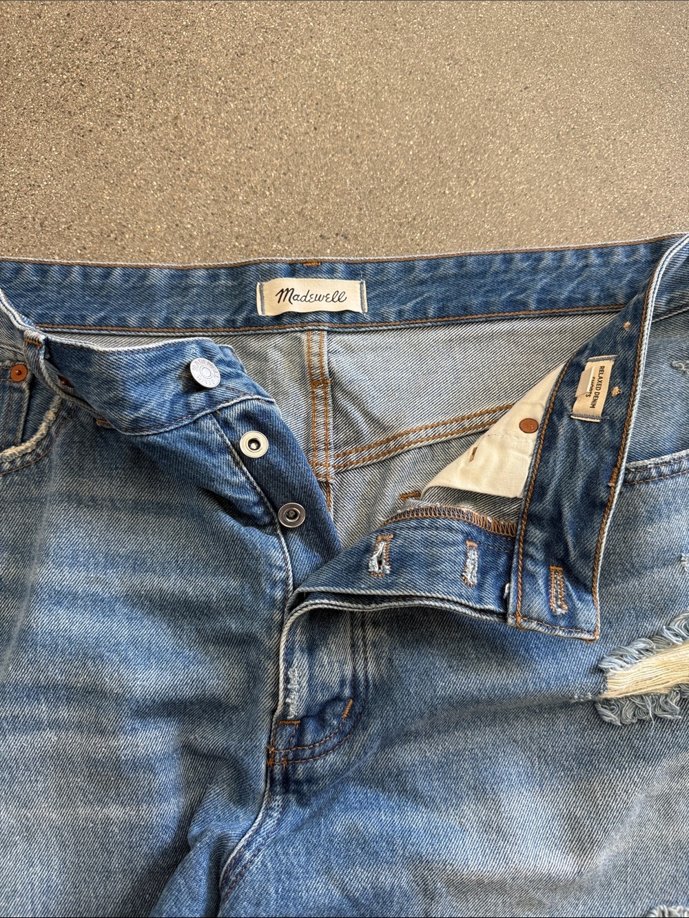 Madewell Distressed High-Rise Denim Shorts in Blue - Picture 3 of 4